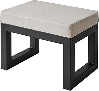 Small Foot Stool with Padded Seat, Pouffe Stool Change Shoe Footrest, Ottoman Footrest Extra Seating for Entryway for Living Room Bedroom, Gray WBD001G-X
