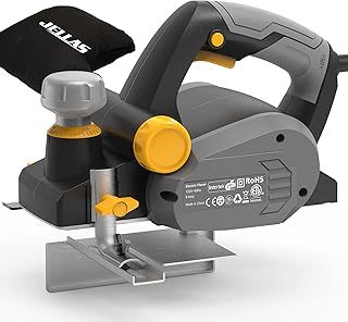 Jellas Electric Planer, Voltage 230-240V Electric Hand Planer, 16000RPM Planer, with 2 Reversible HSS Blades, 2mm Adjustable Cut Depth, Parallel Fence Bracket, Ideal Planer Woodworking, EP710