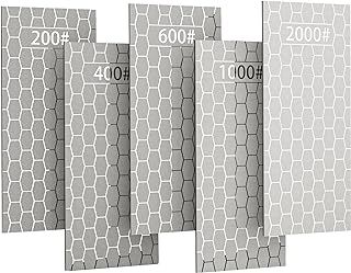 CWOVRS Diamond Sharpening Stones, 5 PCS Diamond Sharpening Plate Honeycomb Surface with Non-Slip Pad for Scissors Knives Outdoor Tools from Coarse to Extra Fine 200/400/600/1000/2000 Grit
