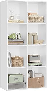 WOLTU 4-Tier Wooden Bookcase Book Display Shelves Storage Cloth Organizer Cube Shelves, 7 Cubes, Oak Rack for Office, Living Room, Bedroom, Study Room Shelves SK004hei-UK