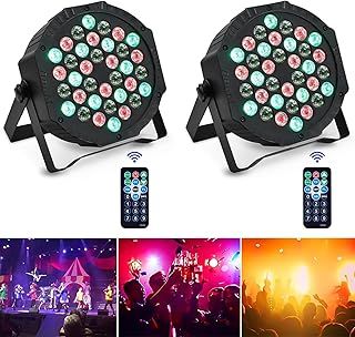2PCS Stage Lights 36LED 72W Disco Light RGB DMX512 with Remote Control, Par Light 7 Modes Stage Lighting Effect DJ Lights for Party Bar Club Wedding Halloween Christmas