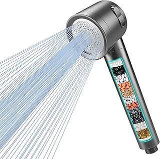 MEKO Hard Water Filter Shower Head with 3 Modes, 15 Layers Filtration Water Saving High Pressure Shower Heads and 1.5m Hose, Massage Shower Filter for Residual Chlorine Remove