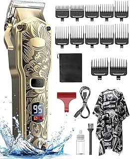 Hair Clippers for Men, Cordless Professional Hair Trimmer, IPX7 Waterproof Barber Clipper Kit with USB Rechargeable