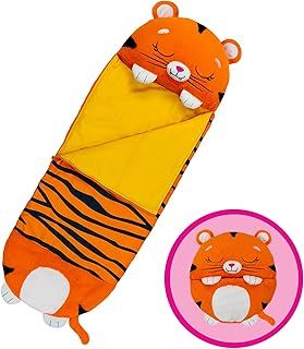 Happy Nappers Pillow & Sleepy Sack- Comfy, Cozy, Compact, Super Soft, Warm, All Season, Sleeping Bag with Pillow- Large 66” x 30”, Tiger
