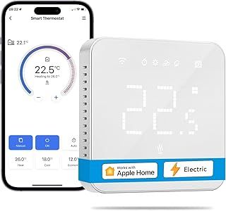 Meross Smart Thermostat, for Electric Underfloor Heating, with Timer, Programmable and Multi-room Control, Hubless, Voice/Remote Control, Compatible with Apple HomeKit, Amazon Alexa, Google Assistant
