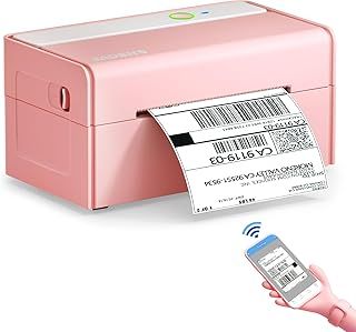 JADENS Bluetooth Thermal Label Printer -Wireless Label Printer -Shipping Label Printer for Small Business, Compatible with USPS, Etsy, Ebay, Works with Windows, iPhone, iPad, 4x6, Pink