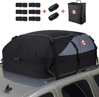 Car Roof Bag, Folding Roof Top Box Storage Bag Waterproof Roofing Rack Bag for Travel and Luggage Transport, Cars, Vans, SUVs, Black (580L/1000D)