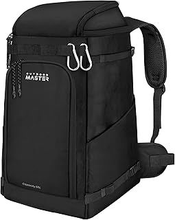 OutdoorMaster Ski Boot Bag, 65L Snowboard Boots Travel Backpack for Helmet, Ski Shoes, Goggles, Gloves, and Accessories | Waterproof Exterior & Bottom