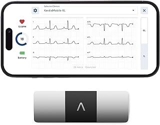 KardiaMobile 6-Lead Personal ECG Heart Rate Monitor - Six Views of The Heart, Detects Atrial Fibrillation, Trusted by the NHS, Results in 30 Seconds, Works with Most Smartphones