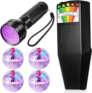 Dunzy 6 Pcs Ghost Hunting Equipment Kit Include 1 Emf Meter 1 UV Flashlight and 4 LED Light up Pet Cat Ball Ghost Investigation Paranormal Equipment for Home Office Inspections Gifts