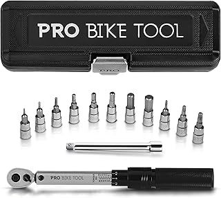 Bicycle Motorcycle Torque Wrench 1/4" Drive with Ratchet and Extension Measuring Range 2-20Nm Precision Tool Including Hex Hex Wrench and Torx Bits for Road Bike,