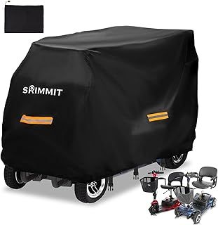 Upgraded Mobility Scooter Storage Cover,SRIMMIT Heavy Duty 420D Oxford Fabric Electric Scooter Cover, Waterproof,Anti-UV,Durable with Waterproof Strip,Reflective Strips,3 Buckles (2XL 69" x 25" x 47")