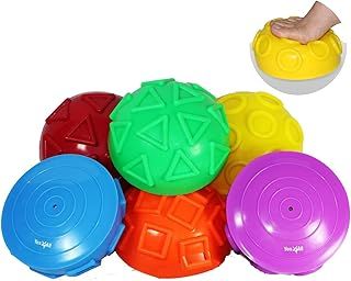 Yes4All 3 Shapes Hedgehog Balance Pods; Set 6PCS Pilates Hedgehog Half Ball; Half Spiky Fitness for Stability Training, Yoga Gymnastics Exercise; Balance Pods with Pump Included