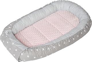 Baby nest Pod Newborn Sleepyhead 100% Cotton 100x60x15cm Bed Pillow Accessories Cocoon for Babies (Stars with Light Pink Plush)