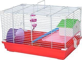 PawHut Hamster Cage, Small Gerbil Cage 2 Tiers Portable w/Handle, Exercise Wheel, Water Bottle, Dishes
