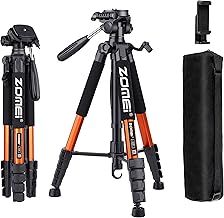 ZOMEi 188 cm Tripod Heavy Duty Tall Tripod Stand, Professional Travel Video Tripod Compatible with DSLR Cameras, Mobile Phones, Projector, Binoculars, Spotting Scope (Orange)