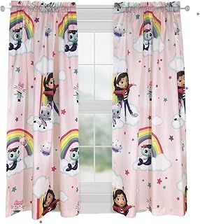 Franco DreamWorks Gabby's Dollhouse Kids Room Window Curtains Drapes Set, 82 in x 63 in, (Official Gabby's Dollhouse Product)
