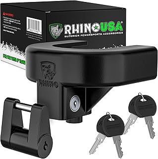 Rhino USA Trailer Hitch Lock Kit (for 2" Trailers) Heavy Duty Anti Theft Trailer Coupler Locks for RV, Camper, Caravan, Trailer, Boat and More - Reinforced Solid Steel Tow Lock for Trailer Tongue