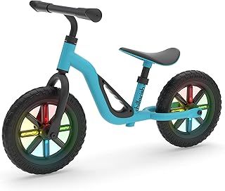 Chillafish Charlie Glow Balance Bike - Sky Blue | Kids Cycle with Light-up Wheels | Carry Handle | Adjustable Seat & Handlebar | Toddlers 18-48 Months