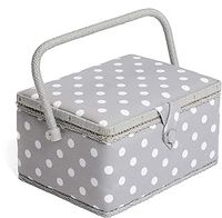 Hobby Gift Exclusive Medium Sewing Craft Storage Box, Grey Spot, 26 x 19 x 14.5cm