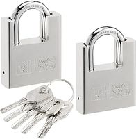 H&S 5 Key 60mm Heavy Duty Padlocks - Set of 2 for Warehouse, Container, Garage, Shutter, Gate, Chain, Shed, Locker, Outdoor Use