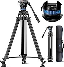 SIRUI AM-25S Video Tripod with Fluid Head, 190cm Professional Heavy Duty Tripod with 360 Degree Video Head and Quick Release Plate for DJI RS2, Camcorder, Cameras, DSLR, Max Load 10kg