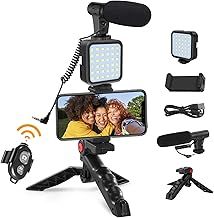 Vlogging Kit, Compatible Video Vlog Kit with Microphone LED Light Tripod, Remote Control, YouTube Kit for iPhone & Android,for YouTube Recording Instagram Facebook Live