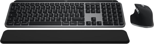 Logitech MX Keys S Combo for Mac, Wireless Keyboard and Mouse With Palm Rest, Backlit Keyboard, Fast Scroll Wireless Mouse, Bluetooth USB C for MacBook Pro, Macbook Air, iMac, iPad, QWERTY UK - Grey