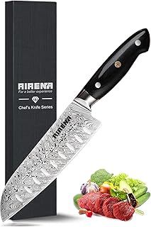 Santoku Knife - 7" Japanese Style Kitchen Knife - X50CrMov15 German Steel Blade & Full Tang Ergonomic Pakkawood Handle - Best Value Ultra Sharp Cooking Chef Knife Giftbox