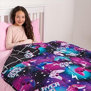 OHS 3kg Weighted Blanket for Adults, Gaming Weighted Blanket Microfibre Sleep Therapy Anxiety Relief Weighted Heavy Blanket Reversible, Black - 150 x 100cm