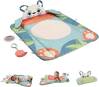 Fisher-Price Baby Activity Play Mat Planet Friends Roly-Poly Panda with 2 Toys for Newborn Tummy Time Play, Made of 90% Recycled Plastic and FSC Certified Packaging, HKD65