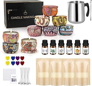 Candle Making Kit, Craft Kits For Adults Candle Wax Melts, Arts And Crafts, 480g Soy Wax, 100 Candle Wicks, 8 Colour Dyes, Stickers, 500ml Beeswax Melting Pot, 9 Empty Candle Teen Girl Gifts
