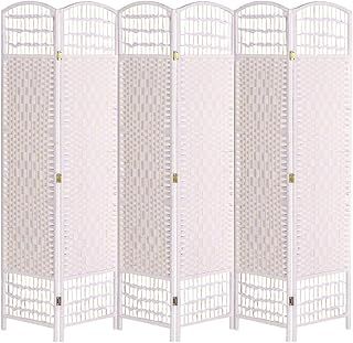 INMOZATA 4 Panel Room Dividers Free Standing Hand Made Wicker Folding Screens and Room Dividers Room Divider Screen for Office Bedroom Living Room