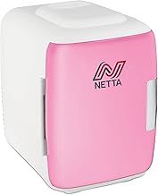 NETTA 5L Mini Fridge - Portable Small Fridge for Drinks, Snacks, Skincare - For Bedroom, Student Dormitory, Office With Cooling And Warming Function - AC/DC Portable – Pink