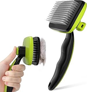 Pecute Cat Brush Bog Brush, Cat Hair Brush for Grooming, Self Cleaning Slicker Dog Brush, Rounded Pins Cat Brush for Short Haired Cats, Small Dog Grooming Brush Safe and Smooth, 1.0 count
