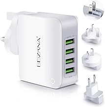 Travel Adapter 4 USB Universal Charger Plug Adaptor 22W 4.4A Multi USB Wall Plug with UK EU USA AUS Japan Plug Worldwide Universal Power Adapter for iPhone, iPad, Android, Tablet