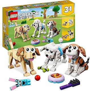 LEGO Creator 3 in 1 Adorable Dogs Set with Dachshund, Pug, Poodle Figures and More Breeds, Animal Building Toy for Kids aged 7 and Up, Gift for Dog Lovers 31137