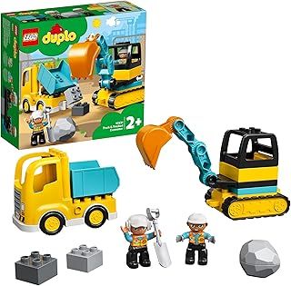 LEGO 10931 DUPLO Town Truck & Tracked Excavator Construction Vehicle Toy for Toddlers 2-4 Years Old Girls & Boys, Fine Motor Skills Development