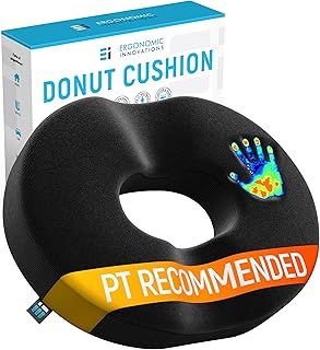 Donut Cushion for Coccyx Pain - Coccyx Cushion for Tailbone Pain Relief, Pressure Sores & Hemorrhoids - Memory Foam Donut Pillow for Office Chair, Wheelchair, Car, Sciatica, Postpartum Pregnancy Ring