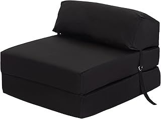Ready Steady Bed Comfortable Fold Out Z Bed Chair | Sofa Bed Futon Lightweight | Soft Water resistant Cover | Ergonomically Designed Single Mattress Zbed (Black)