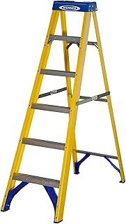 Werner 7160618 Fibreglass Swingback Stepladder-6 Tread, Yellow, One Size