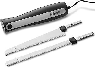 Tower T19028 Electric Knife with One Touch Operation, Ergonomic Design and Storage Case, 120W, Black, 1 Pack