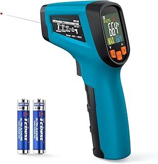 Tilswall Infrared Thermometer Gun, Laser Temperature Gun, -50°C~600°C (-58F~1112F) with Adjustable Emissivity, for Cooking/Pizza Oven/BBQ/Vehicle Repair, Meat Thermometer included，Not for Human