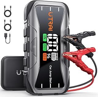 Jump Starter Power Pack/Bank with PD65W/4 Modes of light, DC OUT160W/QC3.0,UTRAI 6000A 27000mAh 12V Car Battery Booster Jump Starter with Jump Leads(all Gas/12L Diesel) Portable Powerbank Charger