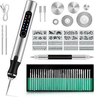 Electric Engraving Pen Kit, Engraving Tool Kit, Cordless Engraver Pen, USB Rechargeable, Mini Rotary Carving Tools for DIY Art Carving Glass Wood Metal Stone Plastic Nails and Jewelry