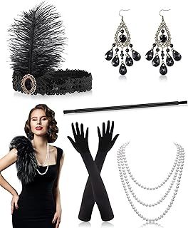 1920s Accessories - 7 Pcs Great Gatsby Flapper Peaky Blinders Fancy Dress Set