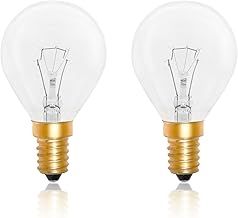 2 Pack Oven Light Bulbs E14 40 Watt Dimmable, SES G45 Clear Golf Bulbs, Warm White 2700K, AC 230V, 410LM, Up to 300°C Heat Resistant, Small Screw Oven Lamp Bulb for Oven, Microwave, Wax Melt Burner