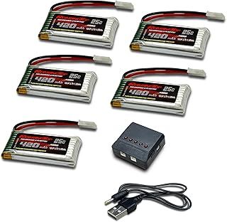 1S 420mah 3.7V 25C lipo-Battery with MOLEX plug with 5 in1 Charger for Quadcopter Helicopter Drone Quadcopter FPV and RC Shark Boats,RC Electric Shark Dinosaur