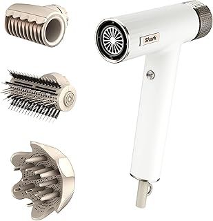 Shark SpeedStyle Hair Dryer & RapidGloss Finisher for Curly & Coily Hair, 3 Stylers, Ultra Fast Drying, Smooths Flyaways, For All Hair Types, No Heat Damage, Automatic Settings, Ionic, Silk HD332UK