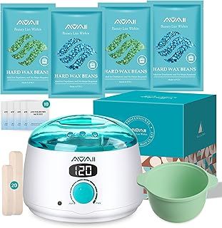 Hard Wax Kit for Women, Digital Waxing Kit with Thick Silicone Bowl, 400g Wax Beads for Whole body Waxing Hair Removal
